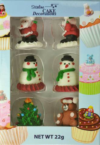 Christmas (3D Assorted Icing - Packet of 6)